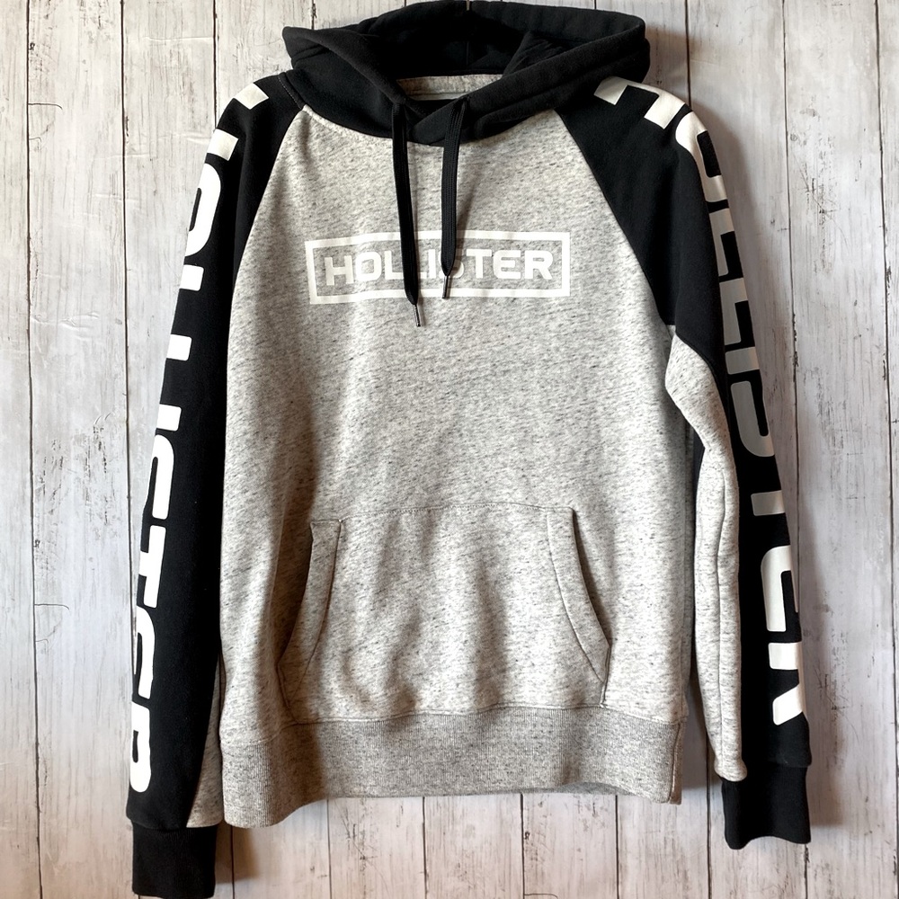 Hollister men’s hoodie.  Grey/black/white.  Size medium.
